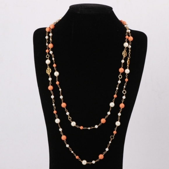 Tory Burch Jewelry - Tory Burch  Faux Pearl Logo Necklace